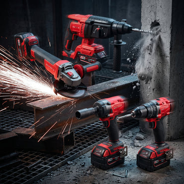 Set KRAFTROYAL 4 în 1 36V | Mașină de înșurubat cu impact, Ciocan rotopercutor, Polizor unghiular
