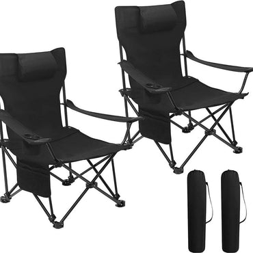 Set 2 scaune pliabile portabile WerkBull cu pernă și suport pentru telefon – până la 140 kg