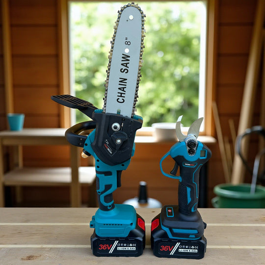 PROMO 2 în 1 – Set WerkBull Germany Foarfecă electrică pentru vie cu afișaj + Fierăstrău fără perii cu afișaj digital