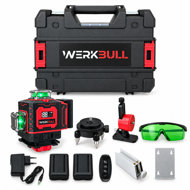 Nivela Laser 4D Profesională Germană WerkBull – 16 Linii Verzi + Trepied + 10 Cadouri 🎁