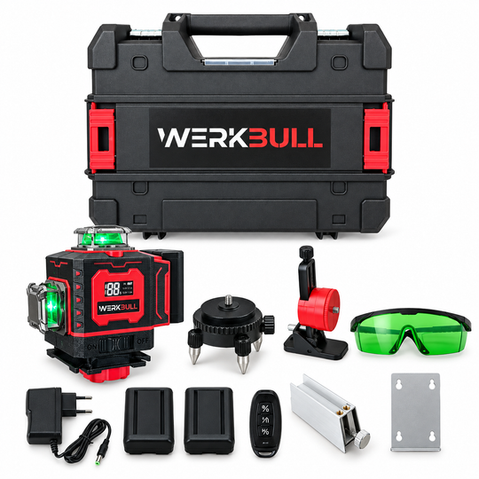Nivela Laser 4D Profesională Germană WerkBull – 16 Linii Verzi + Trepied + 10 Cadouri 🎁