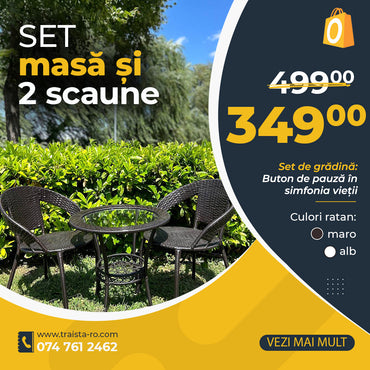 Set de Grădină din Ratan Sintetic Relax – 2 scaune + masă cu suport