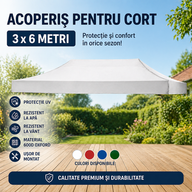 Prelată / Acoperiș de rezervă pentru cort pliabil tip „harmonica” – 3 × 6 m