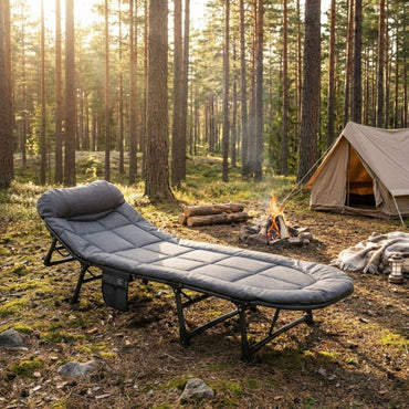 Pat pliabil de camping – 200 × 62 × 32 cm, structură din oțel cu 4 picioare
