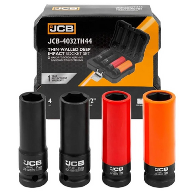 Set profesional de tubulare de impact cu pereți subțiri și acoperire teflonată 1/2″ – 4 piese, JCB
