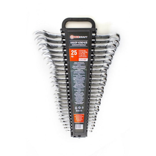Set Chei Combinate ForceKraft – 6–32 mm, 25 Piese cu Suport Metalic