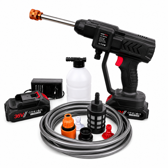 Aparat de spălat cu presiune portabil 36V – 30 Bari, 800W, cu baterii, încărcător și accesorii în geantă