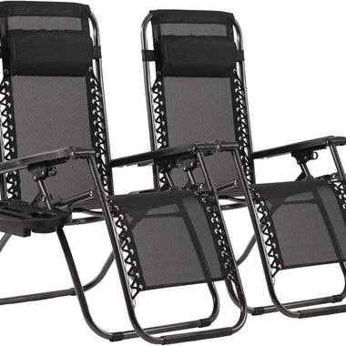 Set 2 Scaune / Șezlonguri pliabile până la 150 kg – Teslin, culoare neagră