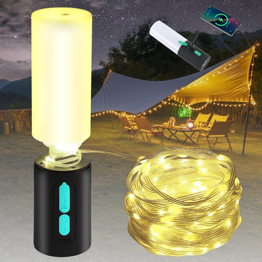 Lampă LED multifuncțională 4în1 | Ghirlandă de 10 m | Lanternă | Baterie externă 4000mAh