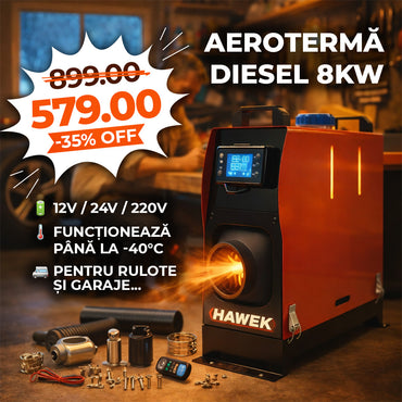 Suflantă / aerotermă diesel uscată HAWEK 8kW – încălzire puternică, economică și fiabilă
