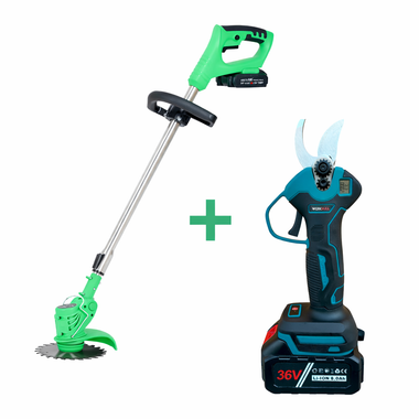 Set German Profesional 2 în 1: Trimmer Acreditat WerkBull 36V + Foarfecă Electrică Fără Perii 36V 8Ah (cu 4 baterii și 2 încărcătoare)
