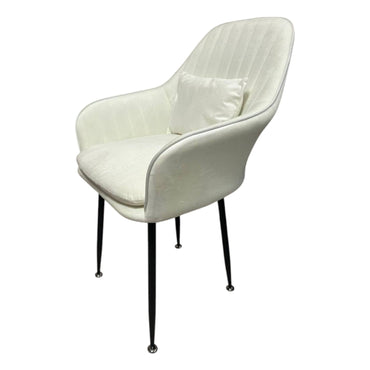 Scaun de dining „Yvonne” + pernă cadou – alb lăptos