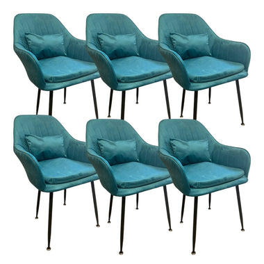 Set de 6 scaune de dining „Yvonne” + perne cadou – albastru-turcoaz