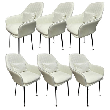 Set de 6 scaune de dining „Yvonne” + perne cadou – alb lăptos