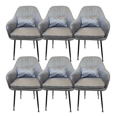 Set de 6 scaune de dining „Yvonne” + perne cadou – gri