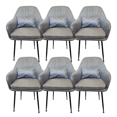 Set de 6 scaune de dining „Yvonne” + perne cadou – gri