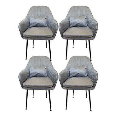 Set de 4 scaune de dining „Yvonne” + perne cadou – gri deschis