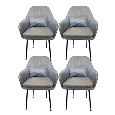 Set de 4 scaune de dining „Yvonne” + perne cadou – gri deschis