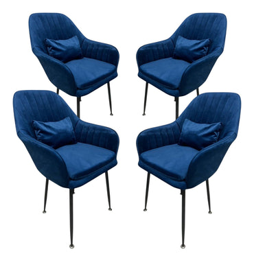 Set de 4 scaune de dining „Yvonne” + perne cadou – albastru deschis