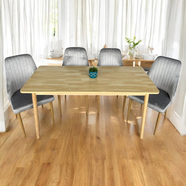 Set Masă de dining din lemn masiv „Mona” + 4 scaune elegante (rezistență până la 150 kg)