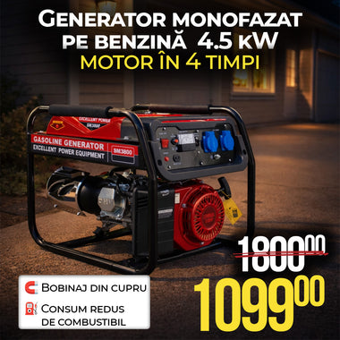 Generator monofazat pe benzină STAHLMAYER 4.5 kW – motor în 4 timpi
