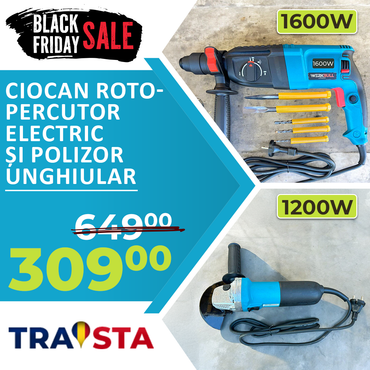 Set german WerkBull – Ciocan rotopercutor 1600W + Polizor unghiular 1200W (125 mm) + Mandrină interschimbabilă