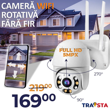 Cameră WiFi rotativă tip dom, 5MP HD – Supraveghere inteligentă fără fir