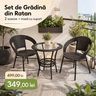 Set de Grădină din Ratan Sintetic Relax – 2 scaune + masă cu suport