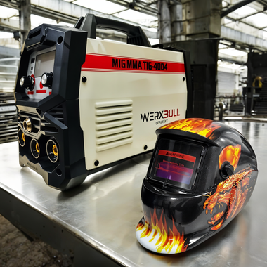 Promoție 2-în-1 WERKBULL – Aparat de sudură MIG/MMA 400A fără gaz (cu sârmă flux) + CADOU mască solară și cabluri