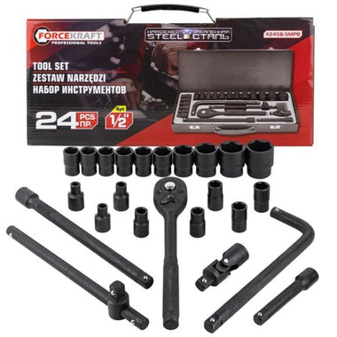 Set Chei cu Clichet și Capete de Impact – 24 Piese, 1/2”, până la 32 mm