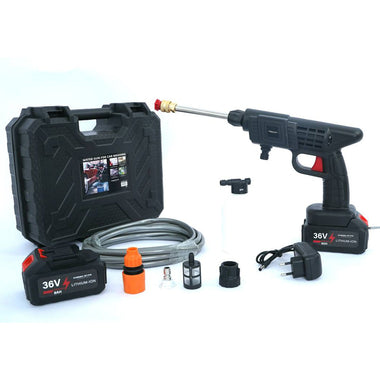 Aparat de spălat cu presiune portabil 36V – 30 Bari, 800W, cu baterii, încărcător și accesorii în geantă