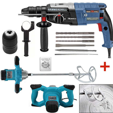 Set Promoțional German WerkBull – Ciocan Roto-percutor 1600W + Mixer pentru Beton 2400W
