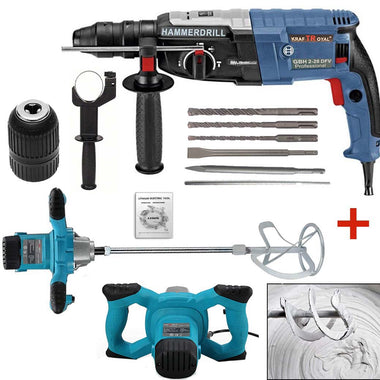 Set Promoțional German WerkBull – Ciocan Roto-percutor 1600W + Mixer pentru Beton 2400W