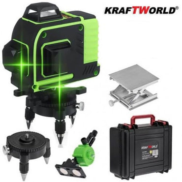 Nivela Laser 4D Profesională WerkBull Germania – 16 Linii Verzi (4 planuri complete) + Set Complet Accesorii