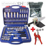 Set Profesional 3 în 1 WerkBull Germany – Trusă de chei tubulare 108 piese + Aparat de lipit țevi PPR + Foarfecă pentru țevi PVC