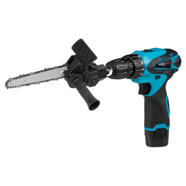 Set 2-în-1 WerkBull Germania – Mașină de înșurubat 24V cu 25 accesorii + 2 baterii Li-Ion 3Ah + Adaptor lanț (mini-ferăstrău)