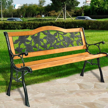 Bancă de grădină cu picioare metalice – 125 × 60 × 85 cm