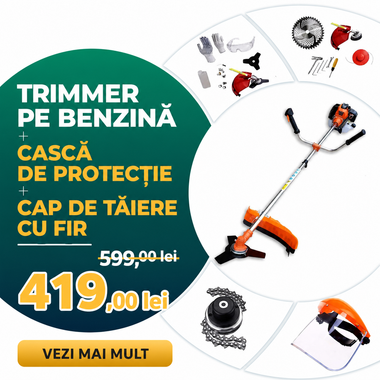 Motocoasă pe benzină germană WerkBull 74cc – 4.5 CP cu cap metalic cu lanț + 11 CADOURI
