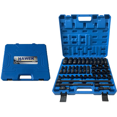 Set profesional de tubulare de impact și prelungitoare – 43 de piese, 1/2″ (Cr-Mo), HAWEK