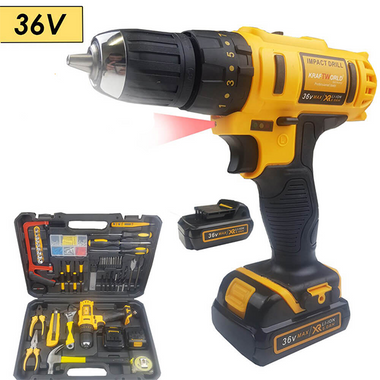 Șurubelniță electrică cu impact WerkBull 36V – Set complet 111 piese + 2 baterii 8Ah + cutie de transport